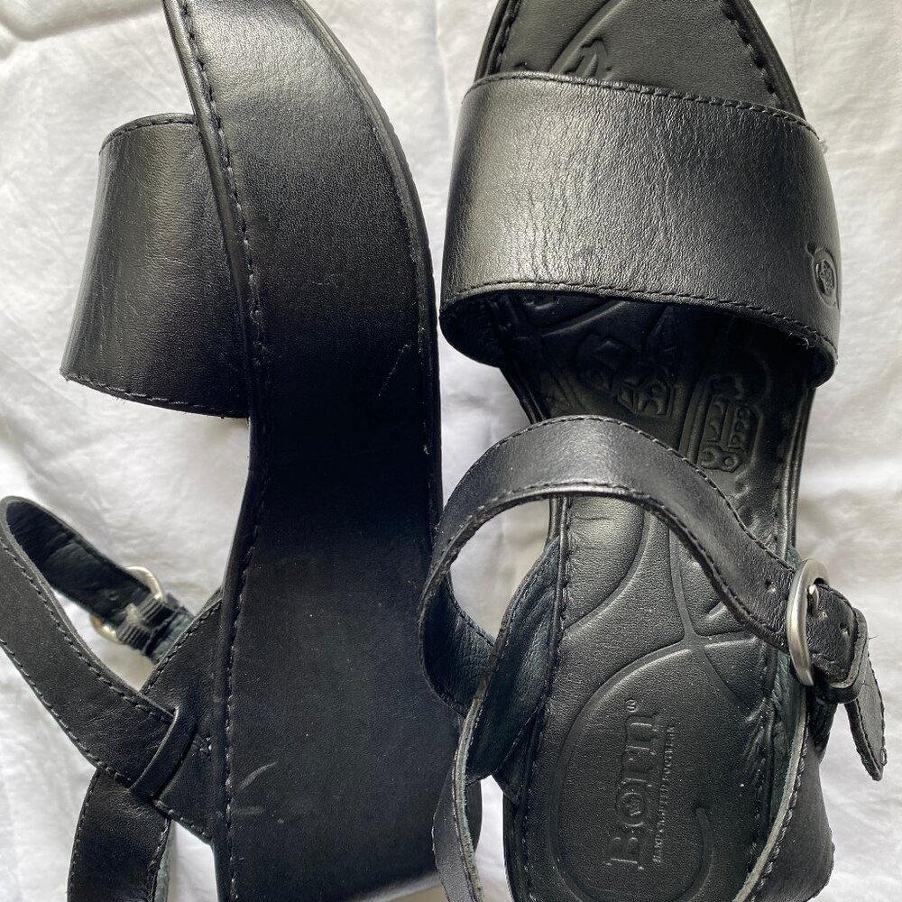 Born Black Leather Platform Sandal